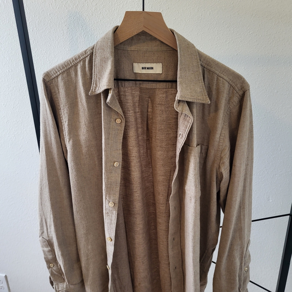 Buck Mason Tan Flannel Button Down Shirt